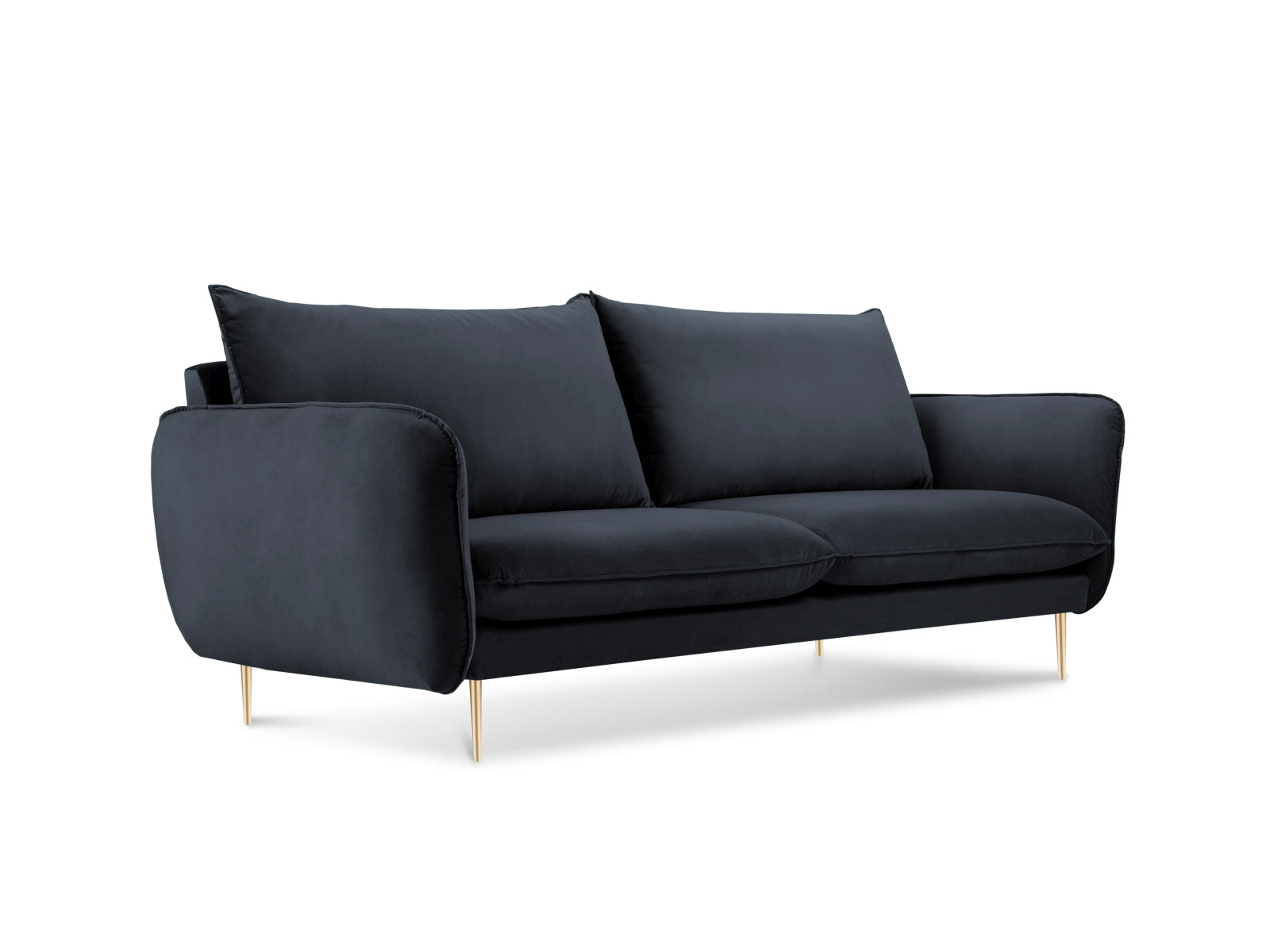 Vienna Velour Sofa 2 Sitzer 92cm in Dark Blue/Gold präsentiert im Onlineshop von KAQTU Design AG. 2er Sofa ist von Cosmopolitan Design
