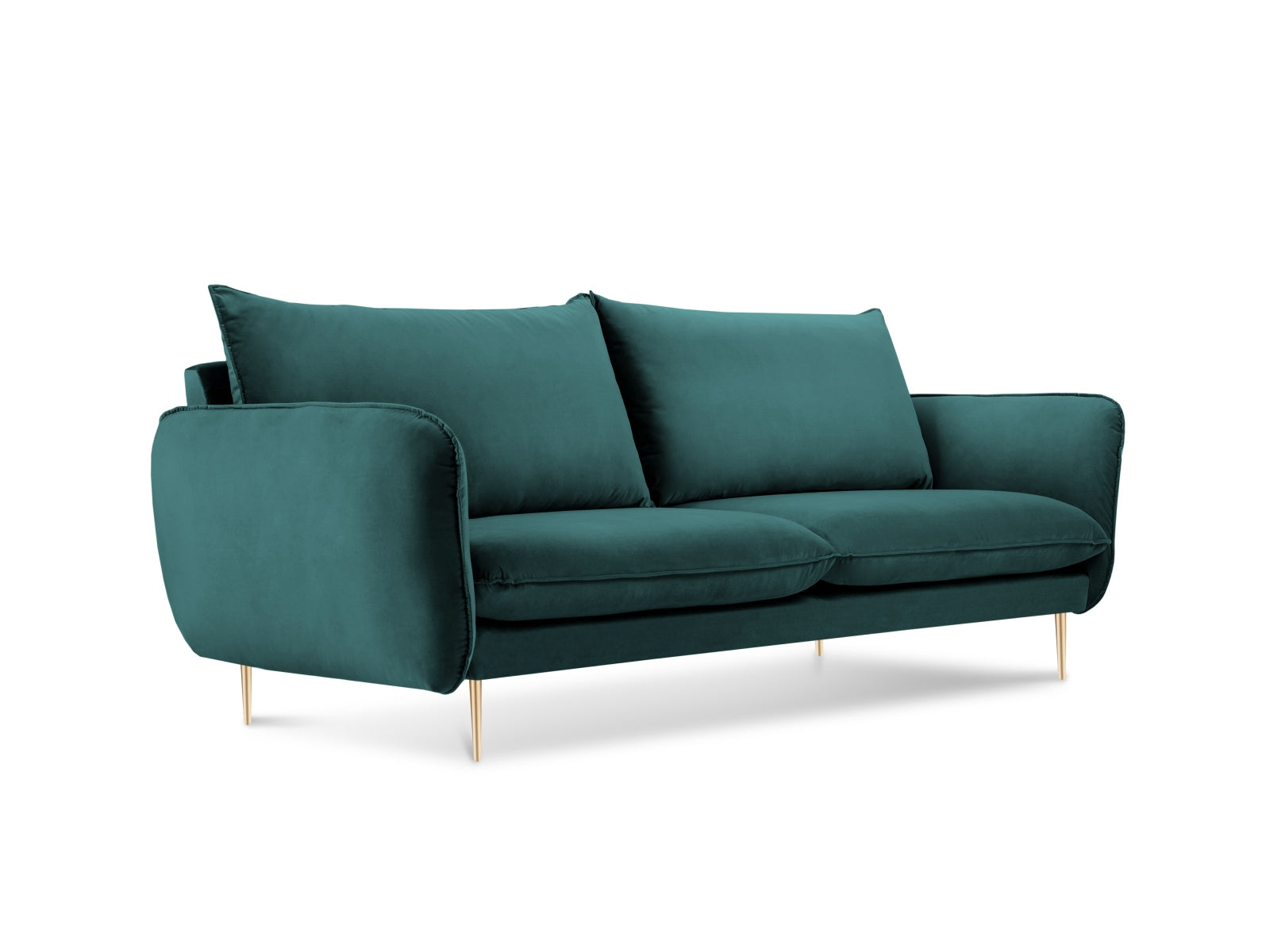 Vienna Velour Sofa 2 Sitzer 92cm in Petrol/Gold präsentiert im Onlineshop von KAQTU Design AG. 2er Sofa ist von Cosmopolitan Design