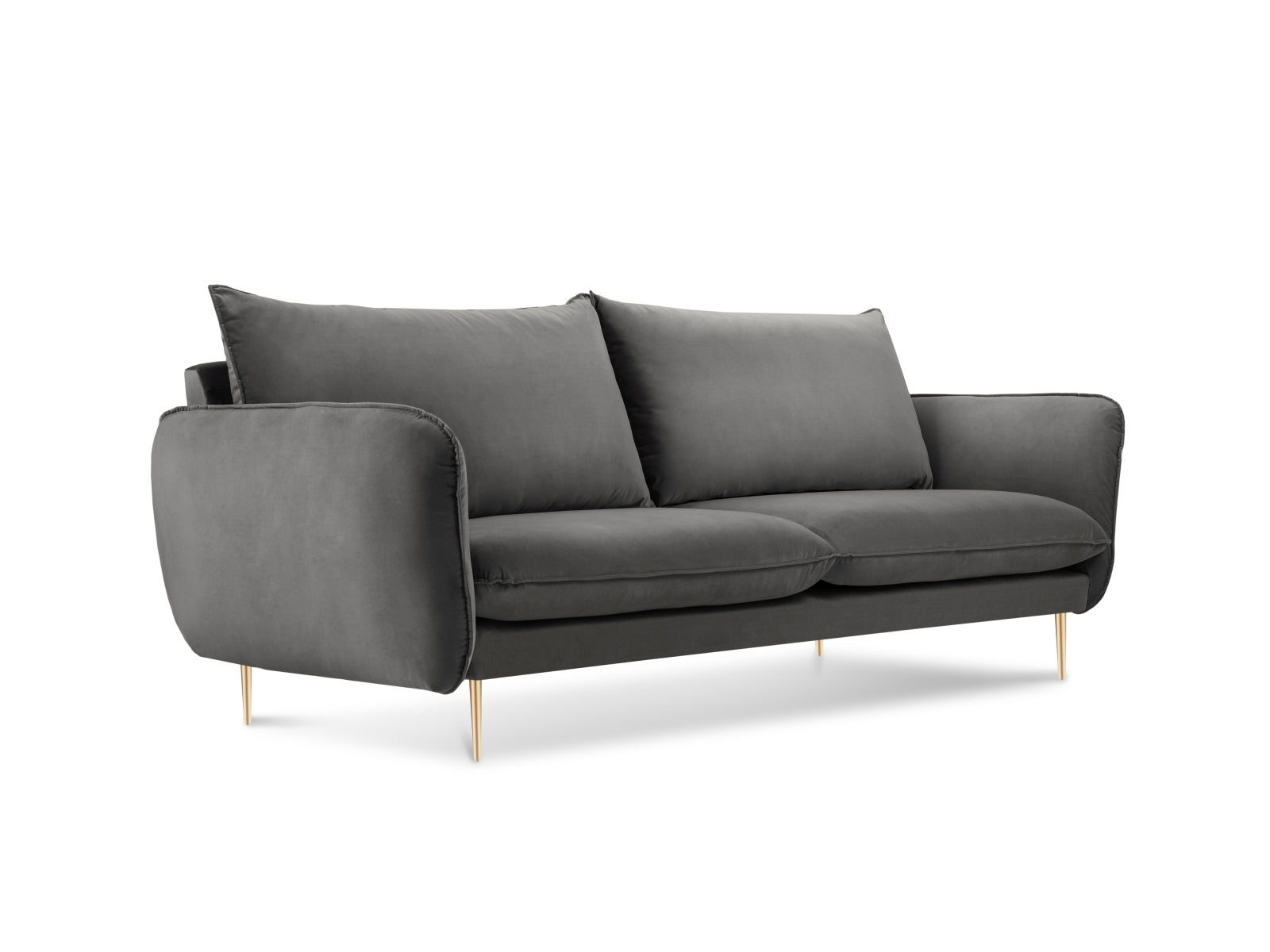 Vienna Velour Sofa 2 Sitzer 92cm in Grey/Gold präsentiert im Onlineshop von KAQTU Design AG. 2er Sofa ist von Cosmopolitan Design