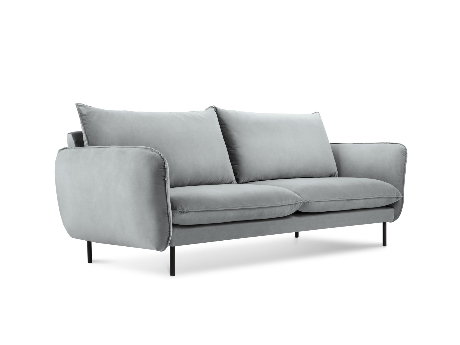 Vienna Velour Sofa 2 Sitzer 92cm in Light Grey/Schwarz präsentiert im Onlineshop von KAQTU Design AG. 2er Sofa ist von Cosmopolitan Design
