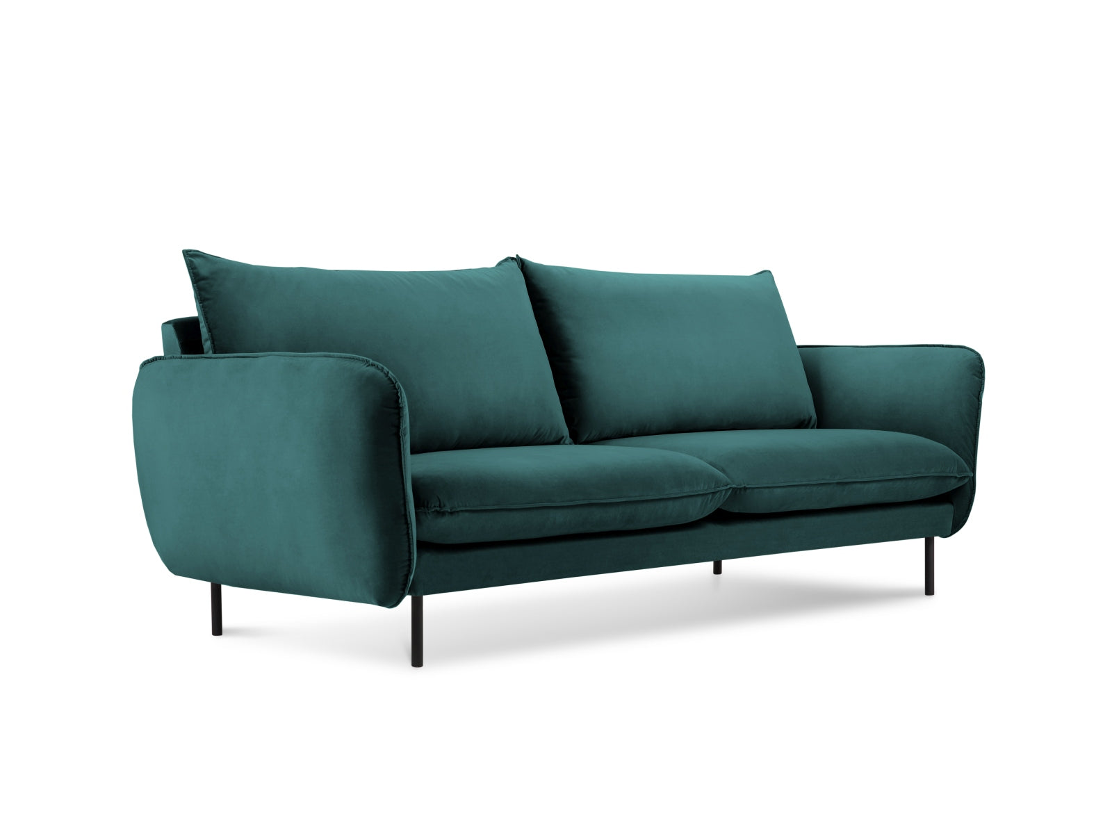 Vienna Velour Sofa 2 Sitzer 92cm in Petrol/Schwarz präsentiert im Onlineshop von KAQTU Design AG. 2er Sofa ist von Cosmopolitan Design