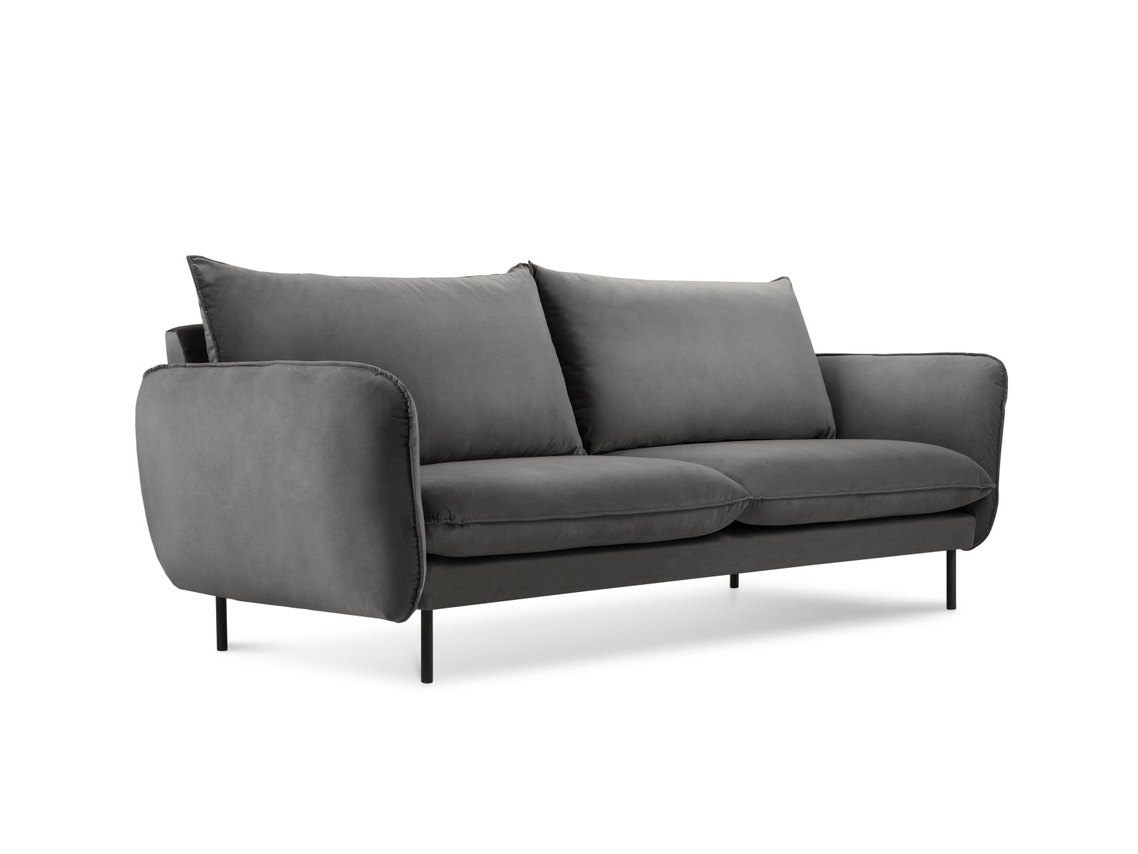 Vienna Velour Sofa 2 Sitzer 92cm in Grey/Schwarz präsentiert im Onlineshop von KAQTU Design AG. 2er Sofa ist von Cosmopolitan Design