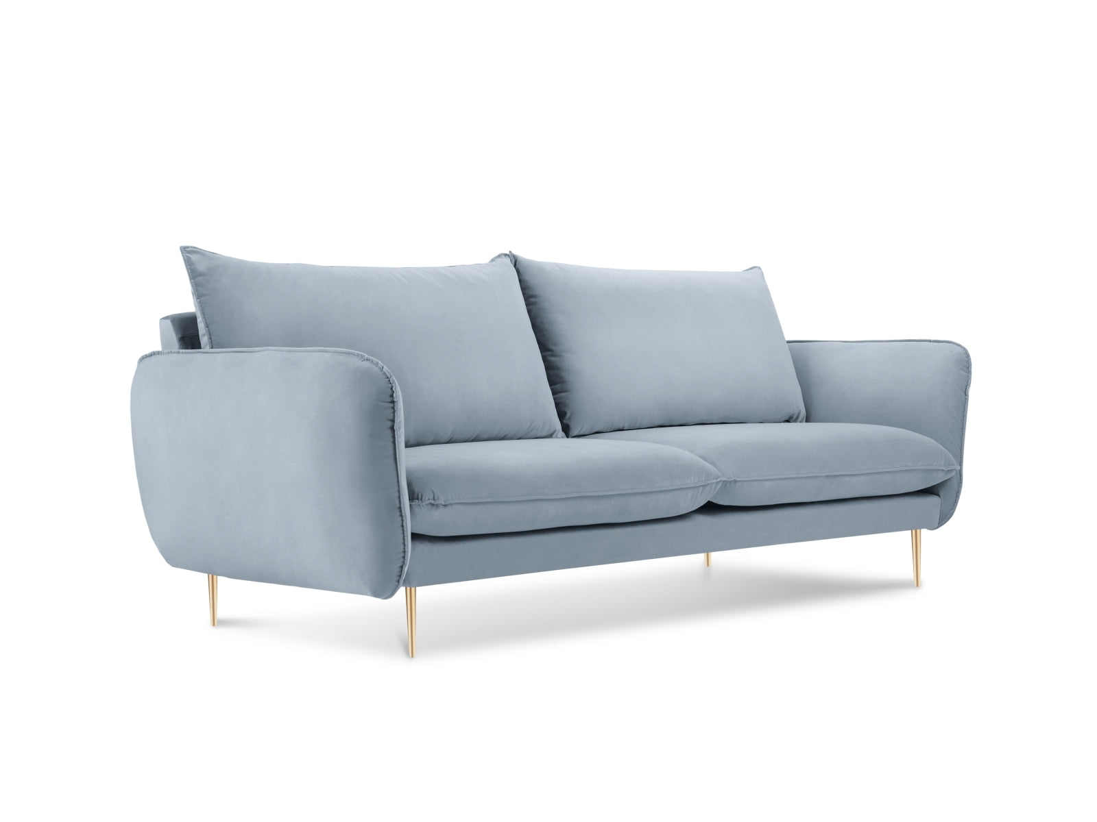 Vienna Velour Sofa 2 Sitzer 92cm in Light Blue/Gold präsentiert im Onlineshop von KAQTU Design AG. 2er Sofa ist von Cosmopolitan Design