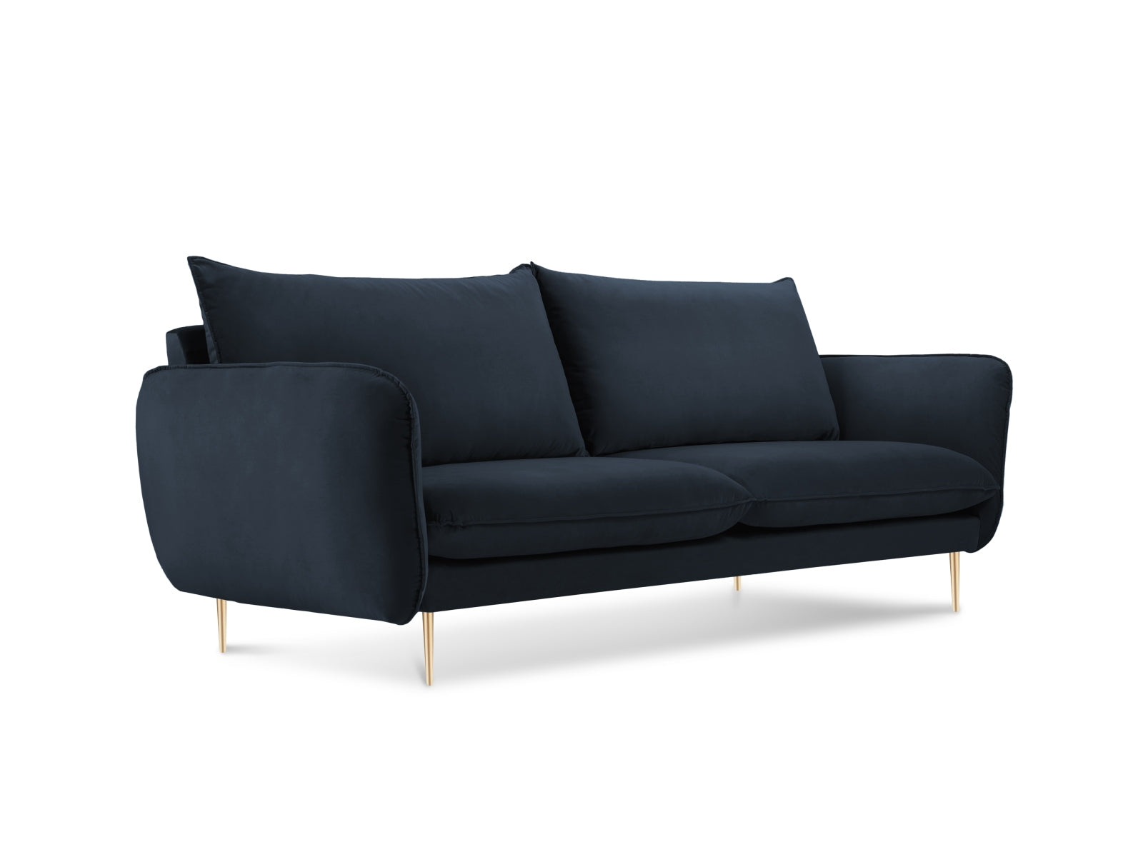 Vienna Velour Sofa 2 Sitzer 92cm in Dark Blue/Gold präsentiert im Onlineshop von KAQTU Design AG. 2er Sofa ist von Cosmopolitan Design