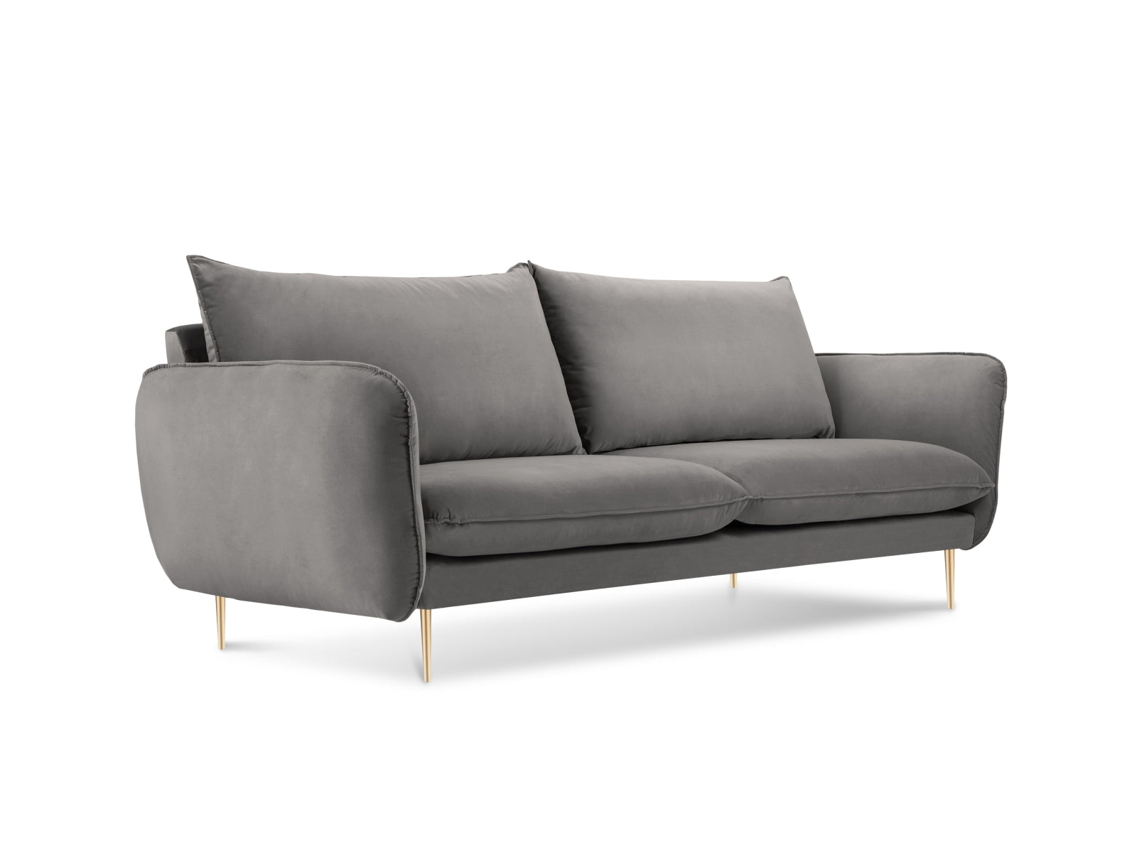 Vienna Velour Sofa 2 Sitzer 92cm in Light Grey/Gold präsentiert im Onlineshop von KAQTU Design AG. 2er Sofa ist von Cosmopolitan Design
