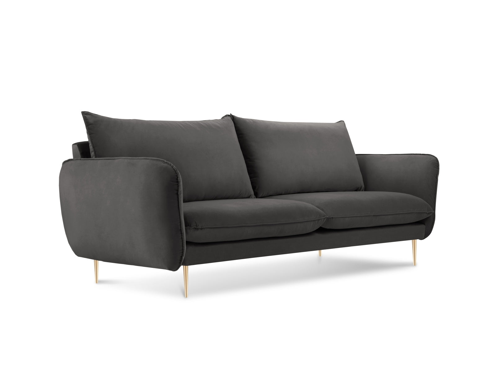 Vienna Velour Sofa 2 Sitzer 92cm in Dark Grey/Gold präsentiert im Onlineshop von KAQTU Design AG. 2er Sofa ist von Cosmopolitan Design
