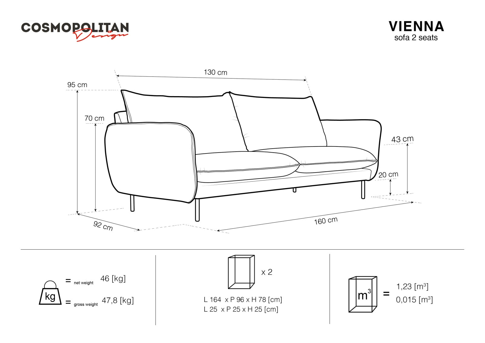 Erleben Sie das elegante Vienna Velour Sofa 2 Sitzer von Cosmopolitan Design – perfekt für jedes Zuhause, vereint Stil, Komfort und Funktionalität.