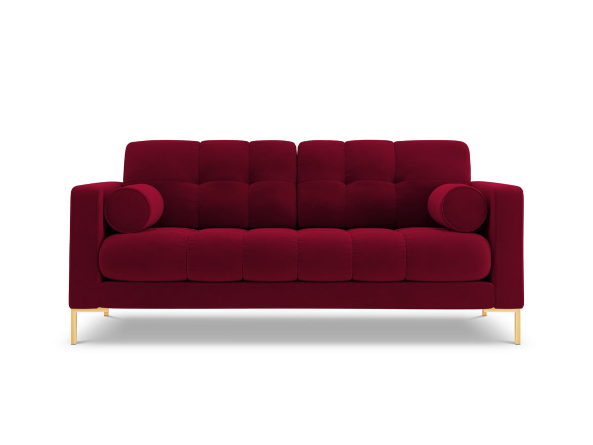Zweisitziges Sofa Bali mit Stoffbezug, Dekokissen und schlanken Metallbeinen