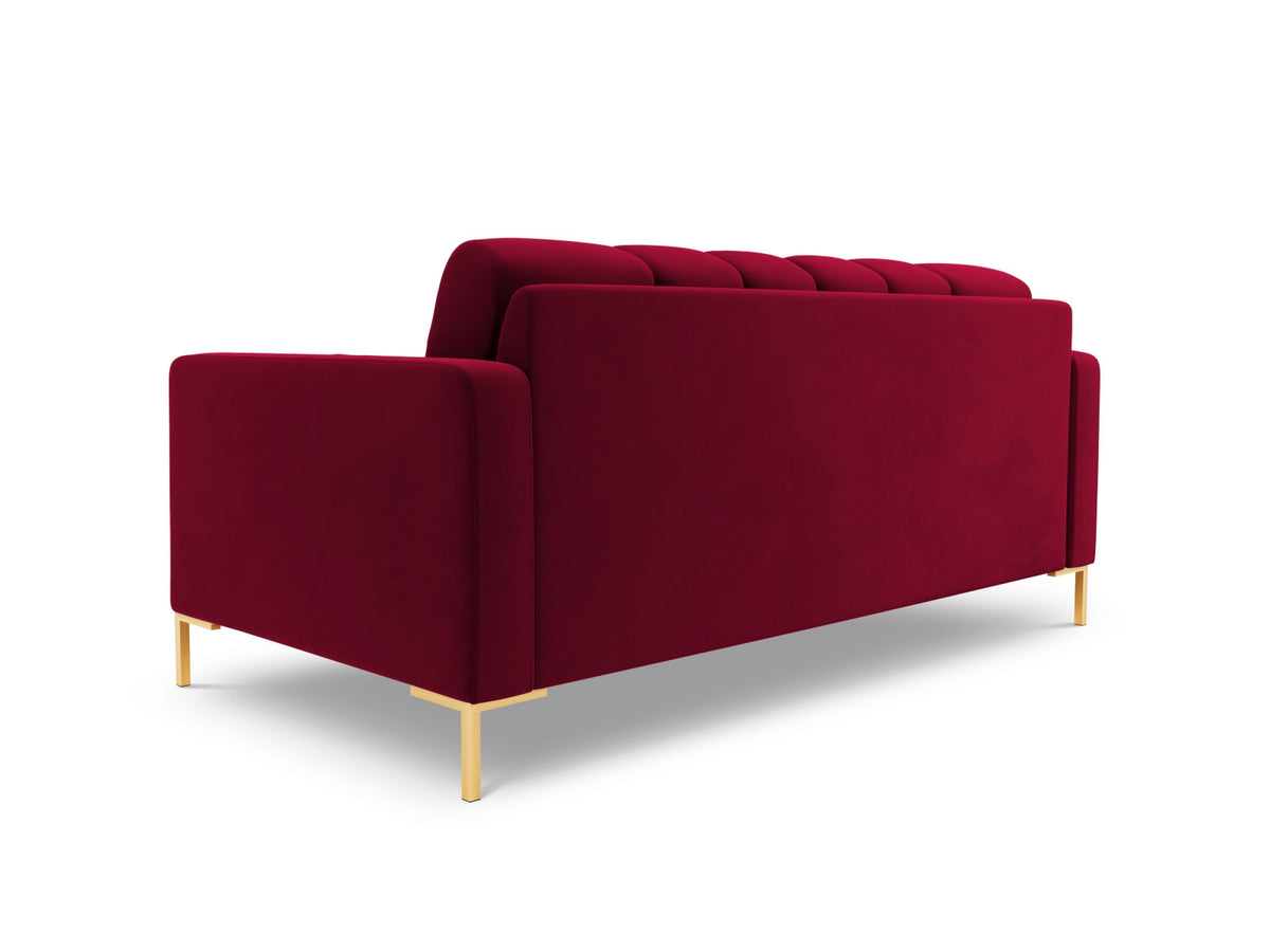 Zweisitziges Sofa Bali mit Stoffbezug, Dekokissen und schlanken Metallbeinen