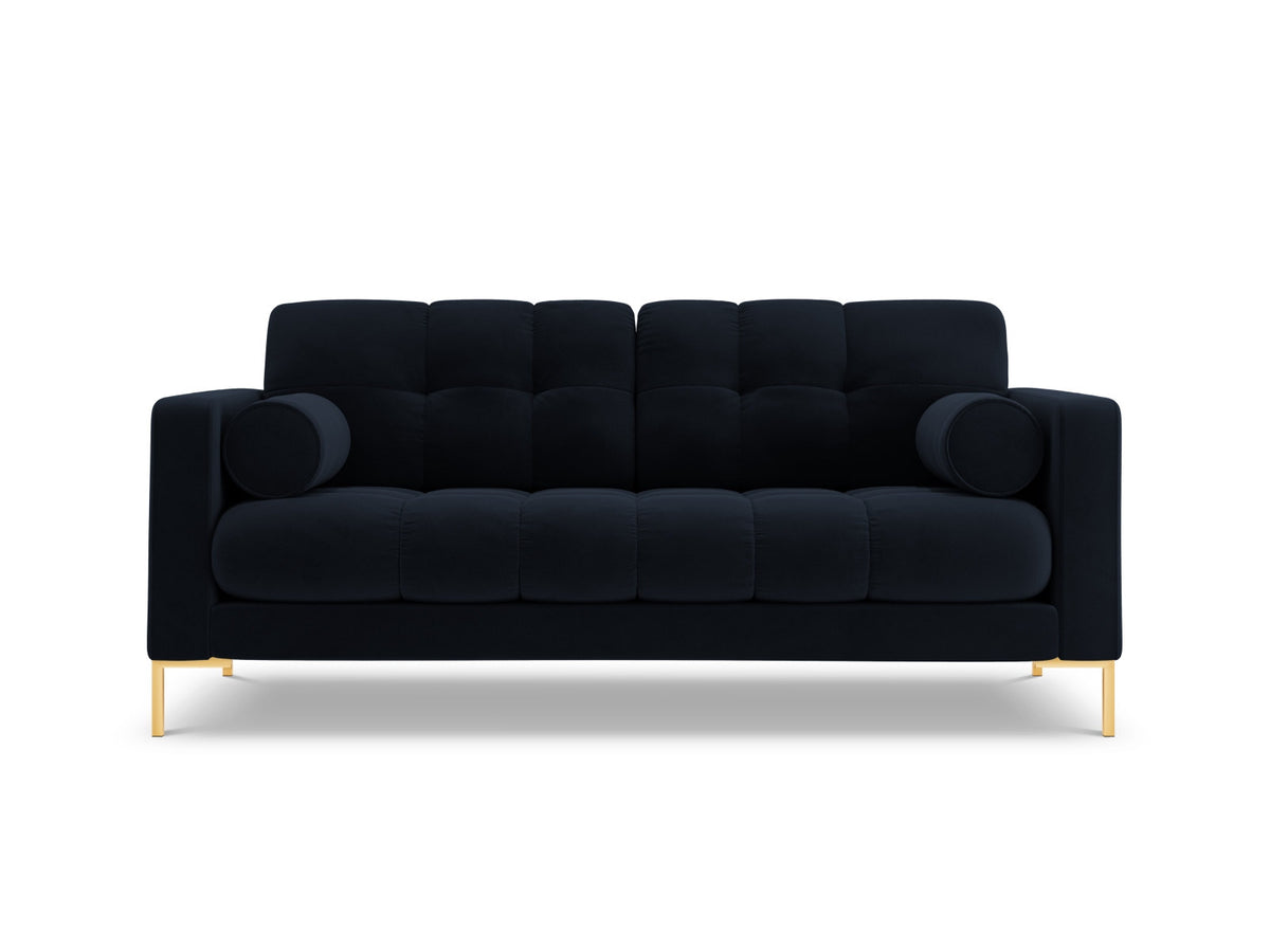 Zweisitziges Sofa Bali mit Stoffbezug, Dekokissen und schlanken Metallbeinen