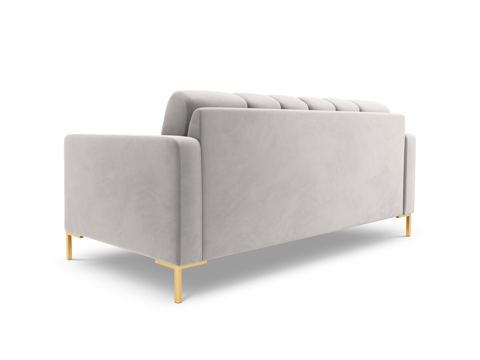 Elegantes 2-Sitzer Sofa Bali von Cosmopolitan Design, aus hochwertigem Silver-Bluvel, ideal für stilvolle Wohnräume und entspannte Stunden.
