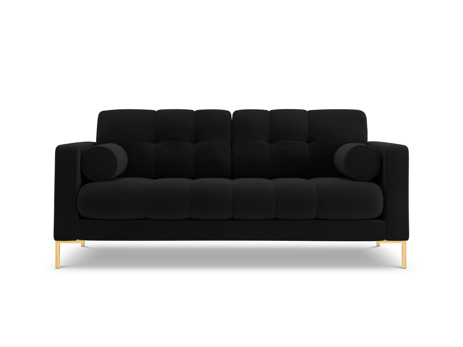 Stilvolles 2-Sitzer Sofa Bali in edlem Black-Bluvel, perfekt für moderne Wohnkonzepte und gemütliche Abende.