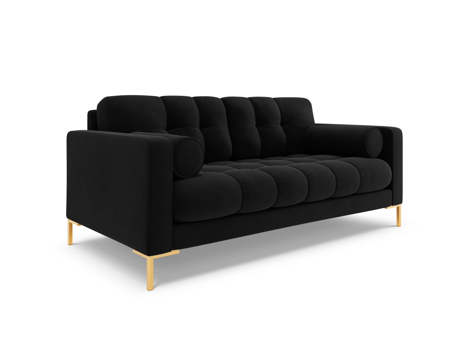 Elegantes 2-Sitzer Sofa Bali in hochwertigem Black-Bluvel, ideal für stilvolle Wohnräume und entspannte Stunden zu zweit.