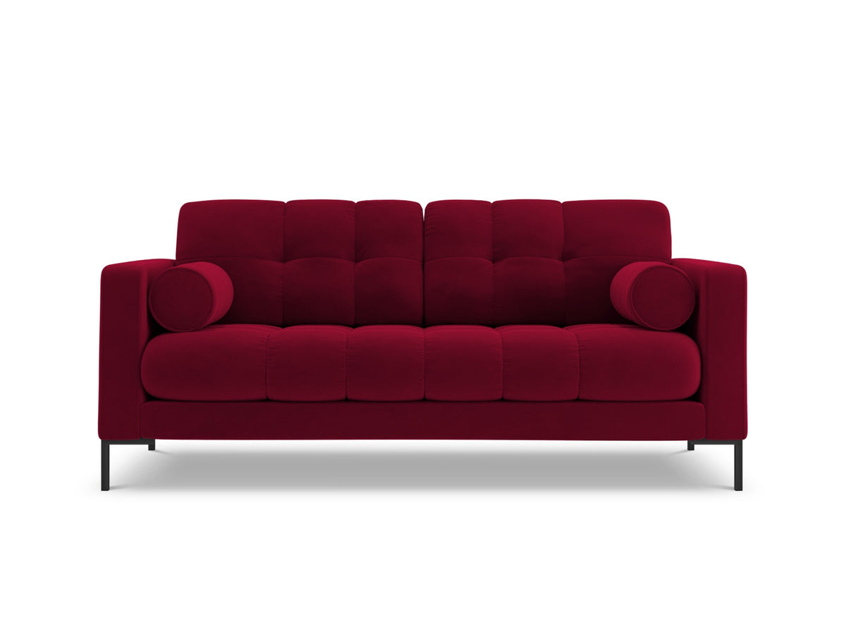 Zweisitziges Sofa Bali mit Stoffbezug, Dekokissen und schlanken Metallbeinen