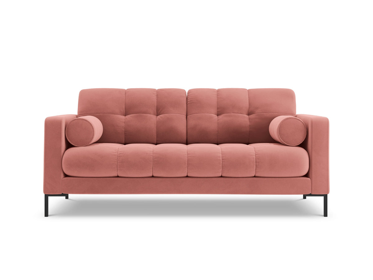 Zweisitziges Sofa Bali mit Stoffbezug, Dekokissen und schlanken Metallbeinen