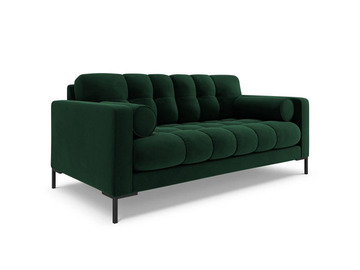 Zweisitziges Sofa Bali mit Stoffbezug, Dekokissen und schlanken Metallbeinen