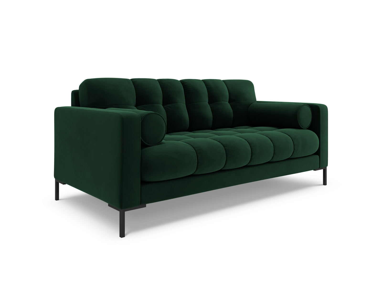Elegantes 2-Sitzer Sofa Bali in edlem Bottle Green-Bluvel, ideal für stilvolle Wohnräume, erhältlich bei KAQTU Design AG.