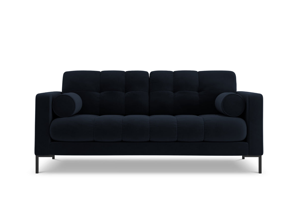 Zweisitziges Sofa Bali mit Stoffbezug, Dekokissen und schlanken Metallbeinen