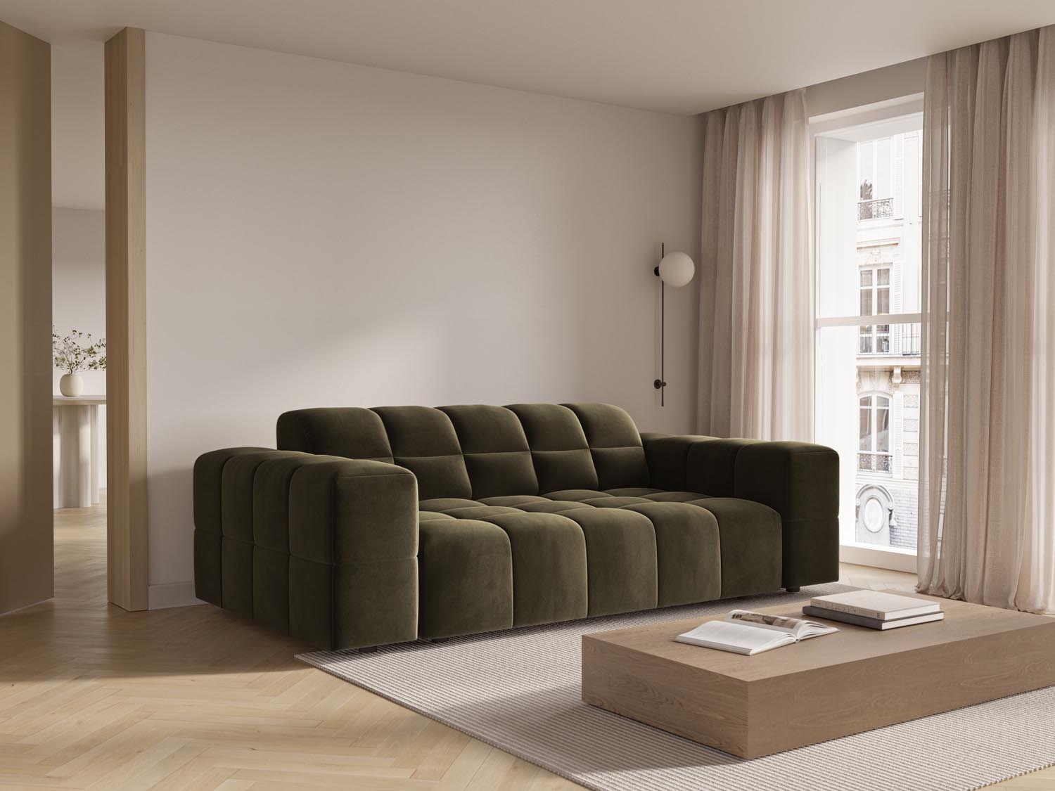 Chicago Velour Sofa 2 Sitzer 102cm in Green präsentiert im Onlineshop von KAQTU Design AG. 2er Sofa ist von Cosmopolitan Design