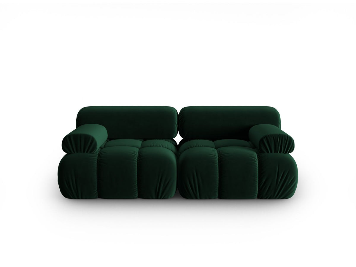 Cortina Samt-Modulsofa 2-Sitzer in Pink-Bluvel mit Samtbezug, Holzrahmen und schwarzen Kunststoffbeinen, modulares 2er Sofa