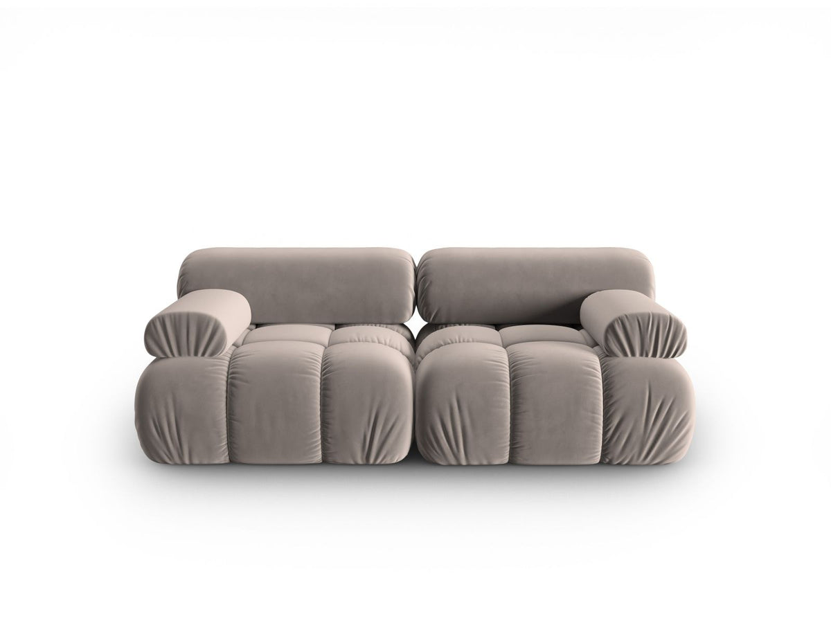 Cortina Samt-Modulsofa 2-Sitzer in Pink-Bluvel mit Samtbezug, Holzrahmen und schwarzen Kunststoffbeinen, modulares 2er Sofa