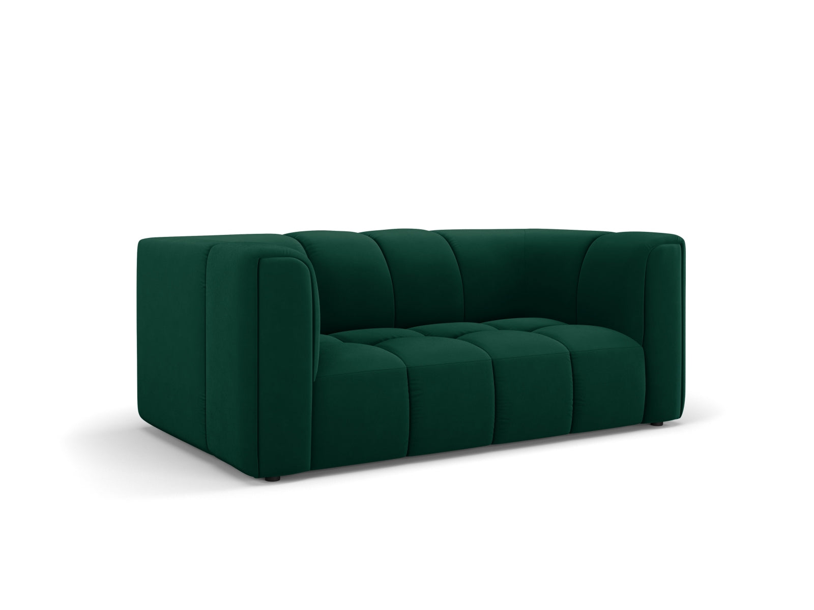 Elegantes 2-Sitzer Sofa Moritz in stilvollem Bottle Green-Bluvel, ideal für moderne Wohnräume, erhältlich bei KAQTU Design AG.