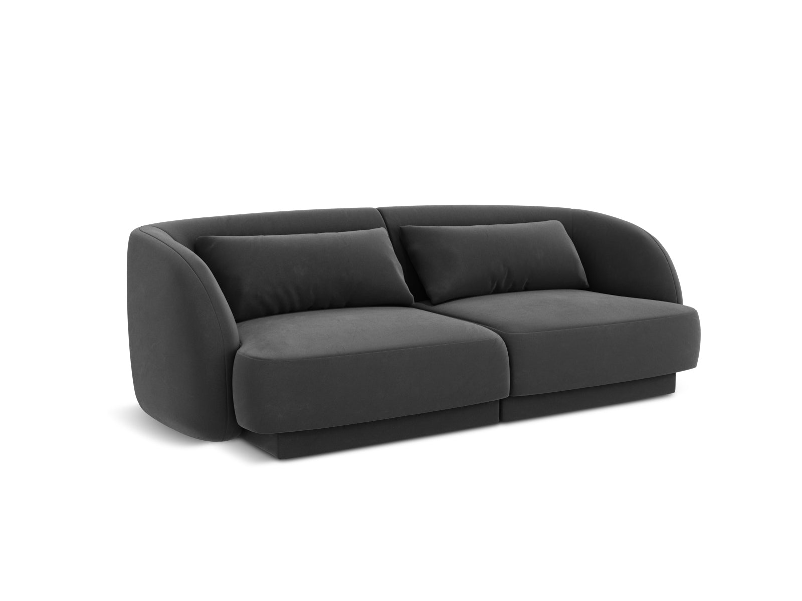 Stylisches 2-Sitzer Sofa Tulum aus Velours in Grau-Blau, perfekt für gemütliche und moderne Wohnambiente.