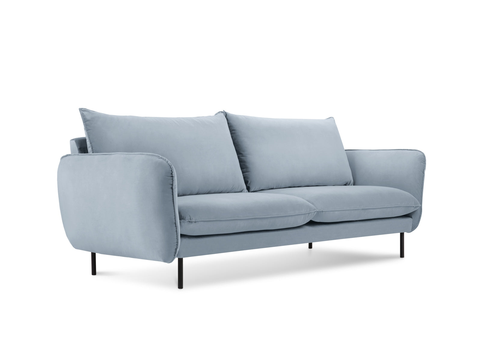 Vienna Velour Sofa 2 Sitzer 92cm in Light Blue/Schwarz präsentiert im Onlineshop von KAQTU Design AG. 2er Sofa ist von Cosmopolitan Design