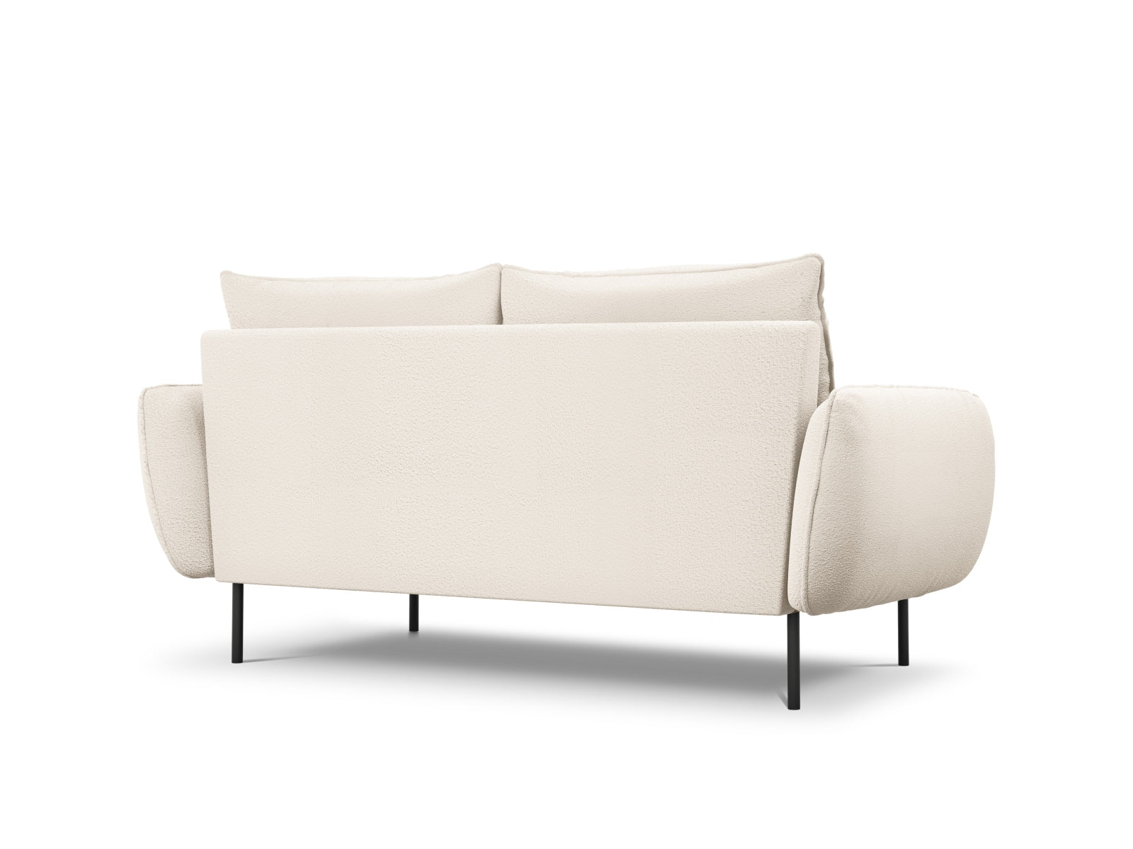 Elegantes 2-Sitzer Sofa im Boucle-Design, ideal für moderne Wohnräume, in sanften Beige- und Schwarznuancen von Cosmopolitan Design.