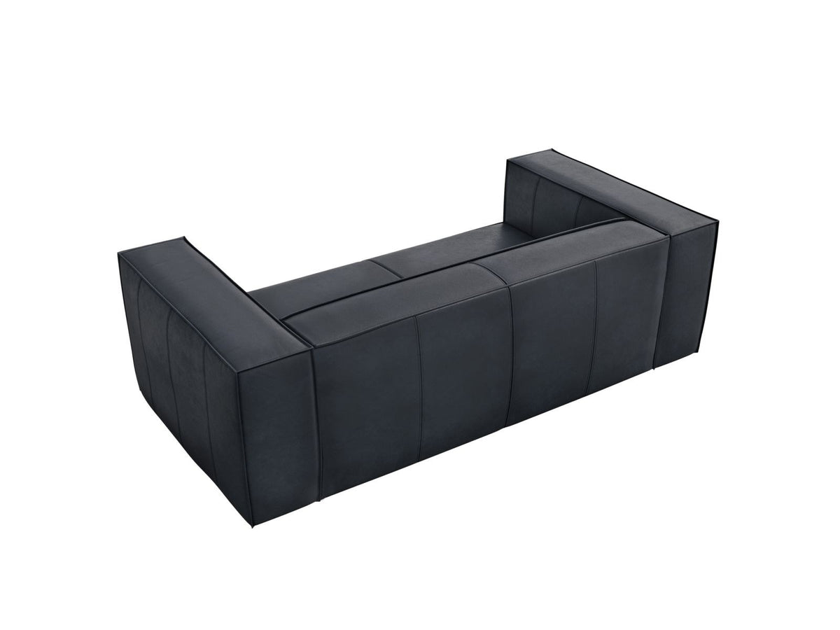 Zweisitzer-Sofa Turin von Cosmopolitan Design aus dunkelbeigem Rindsleder mit schwarzen Buchenholzbeinen, kompakte Sitzform mit 100 cm Tiefe.