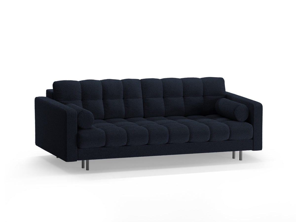 Dreisitzer Bettsofa Bali mit Stoffbezug, Holzrahmen und schwarzen Metallbeinen