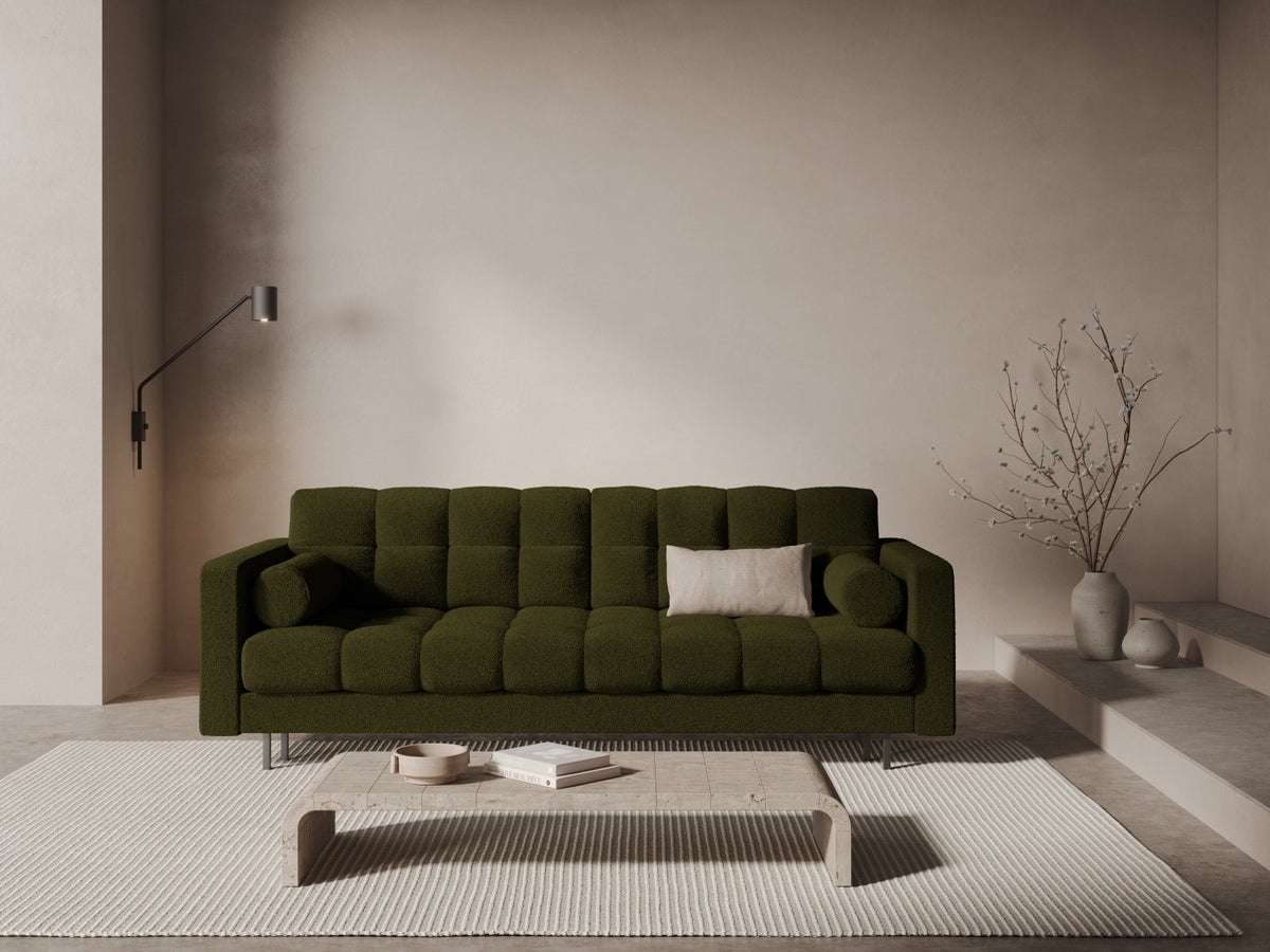 Dreisitzer Bettsofa Bali mit Stoffbezug, Holzrahmen und schwarzen Metallbeinen
