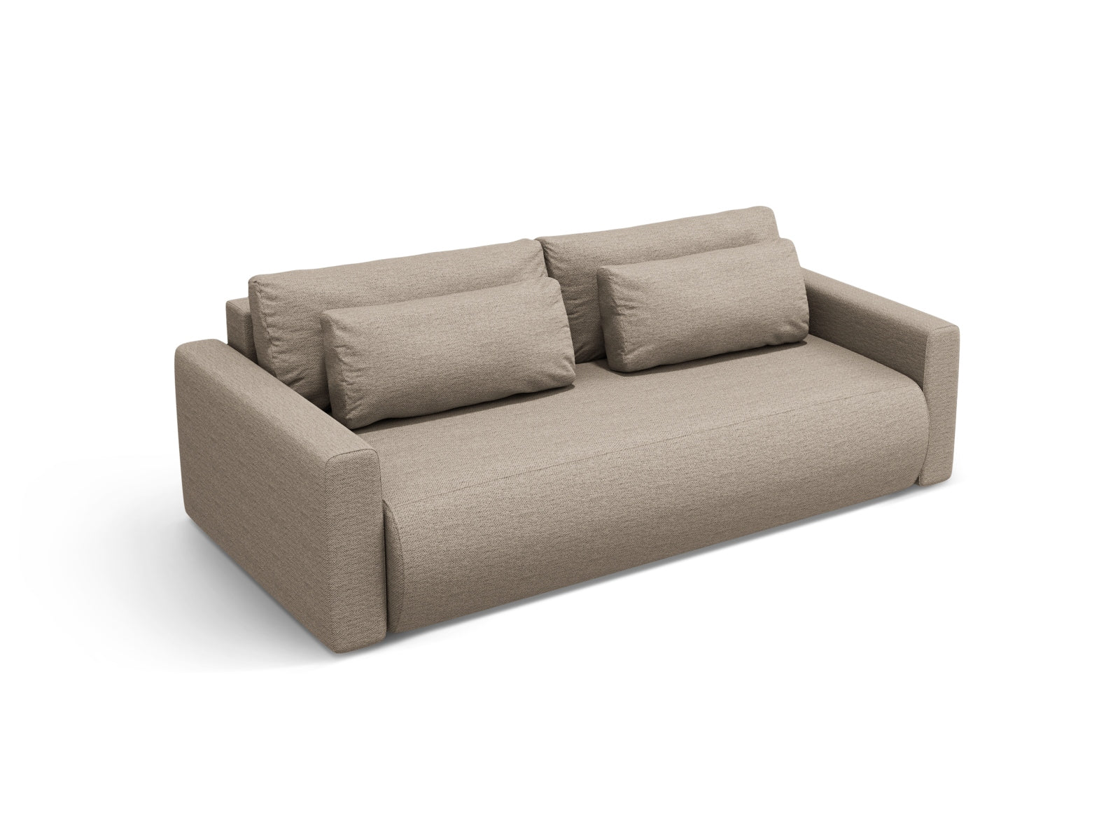 Stylisches 3-Sitzer Belfast Sofa in Dunkelbeige, multifunktional mit Schlaffunktion und Stauraum, perfekt für jedes Wohnzimmer.