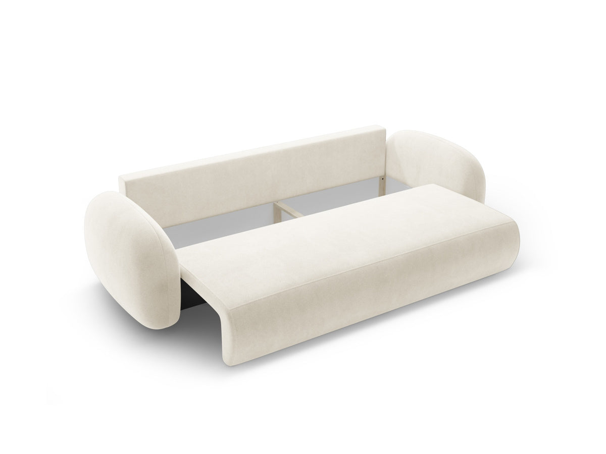 Tonale Velour Sofa mit Schlaffunktion und Stauraum 3 Sitzer in Ivory-Magic Velvet präsentiert im Onlineshop von KAQTU Design AG. Bettsofa ist von Cosmopolitan Design