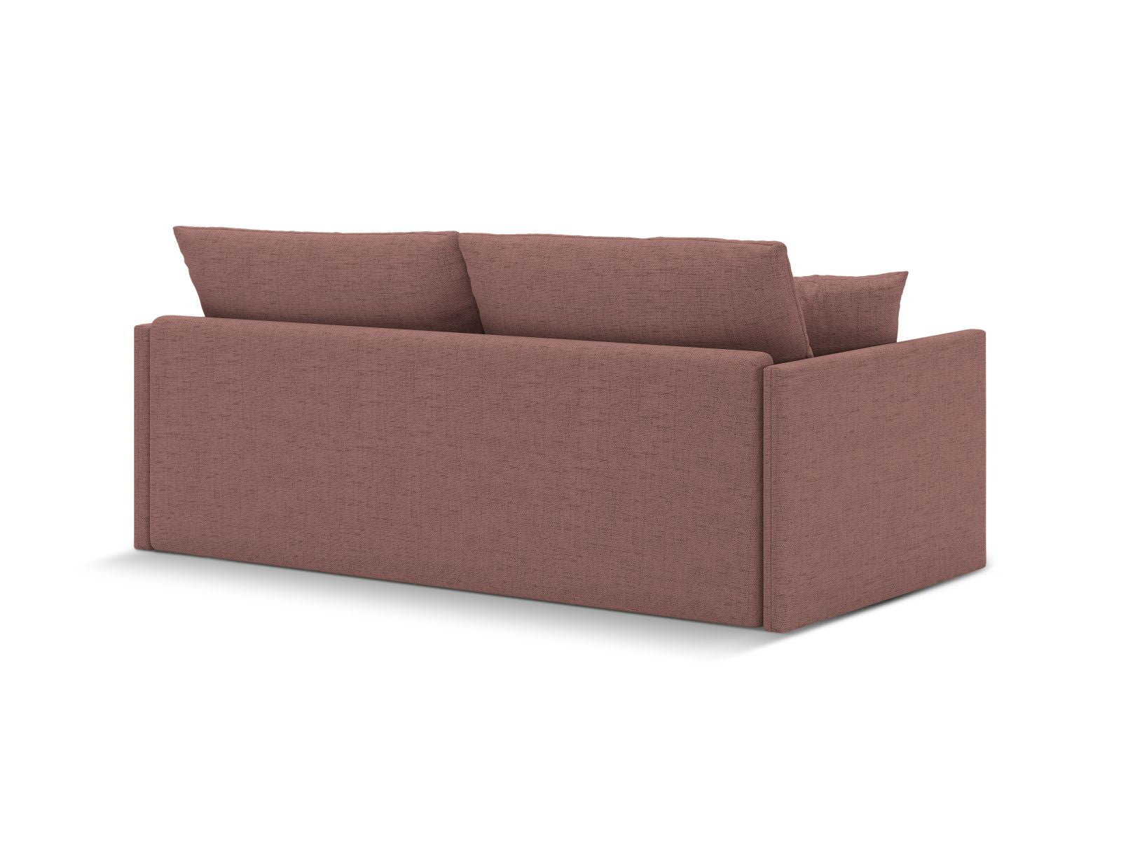Elegantes 3-Sitzer Bettsofa Shannon in zartem Rosé, perfekt für entspannte Abende und Übernachtungsgäste, mit cleverer Schlaffunktion.