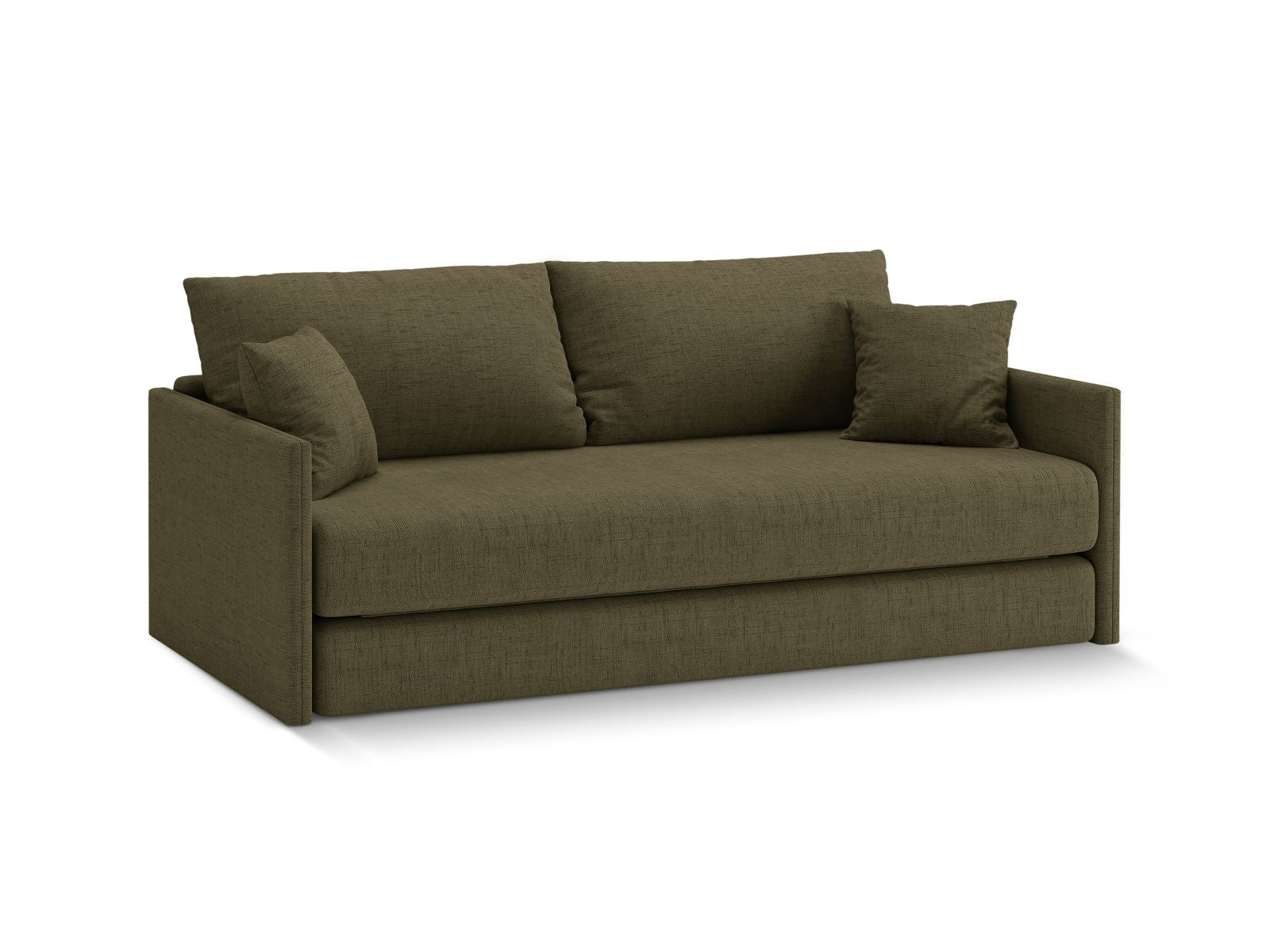 Elegantes 3-Sitzer Sofa Shannon in stilvollem Grün, ideal als Bettsofa für gemütliche Nächte und modernes Wohnen.