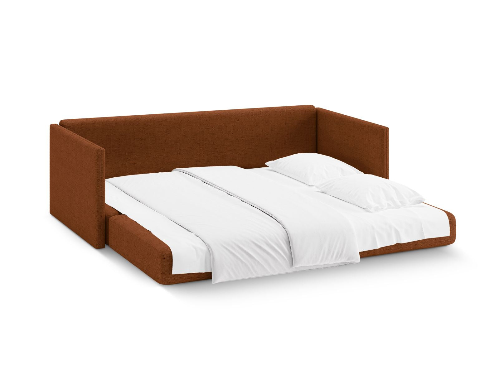 Modernes 3-Sitzer Sofa Shannon in stilvollem Brick-Moly, perfekt für Wohnräume und als komfortables Schlafsofa für Gäste.