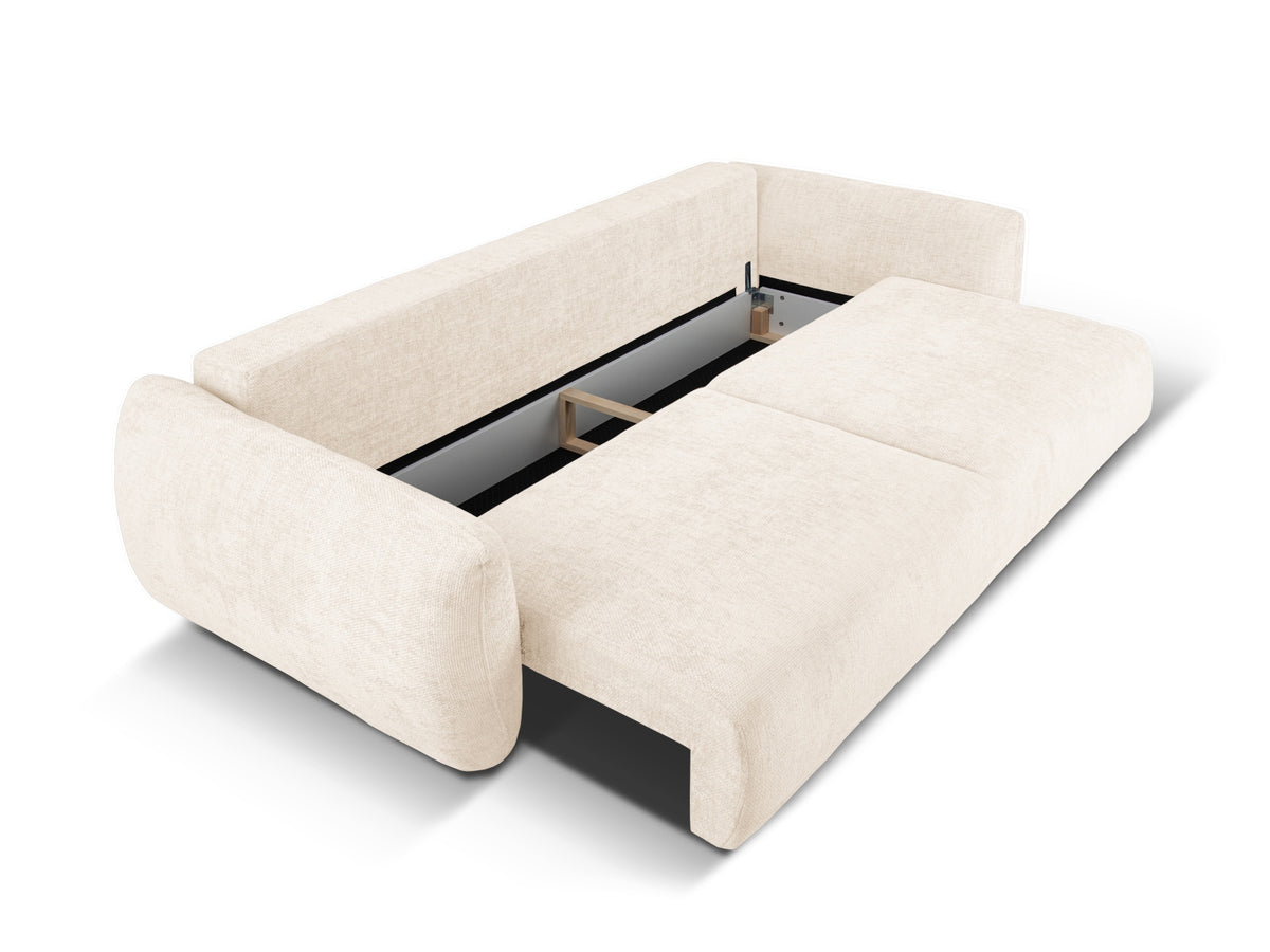 Bettsofa Matera von Cosmopolitan Design, 3-Sitzer mit Stoffbezug und schwarzen Kunststoffbeinen