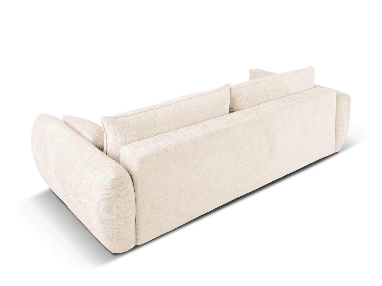 Modernes 3-Sitzer Sofa Matera in stilvollem Beige, vielseitig einsetzbar als Schlafsofa mit integriertem Stauraum für zusätzlichen Komfort.
