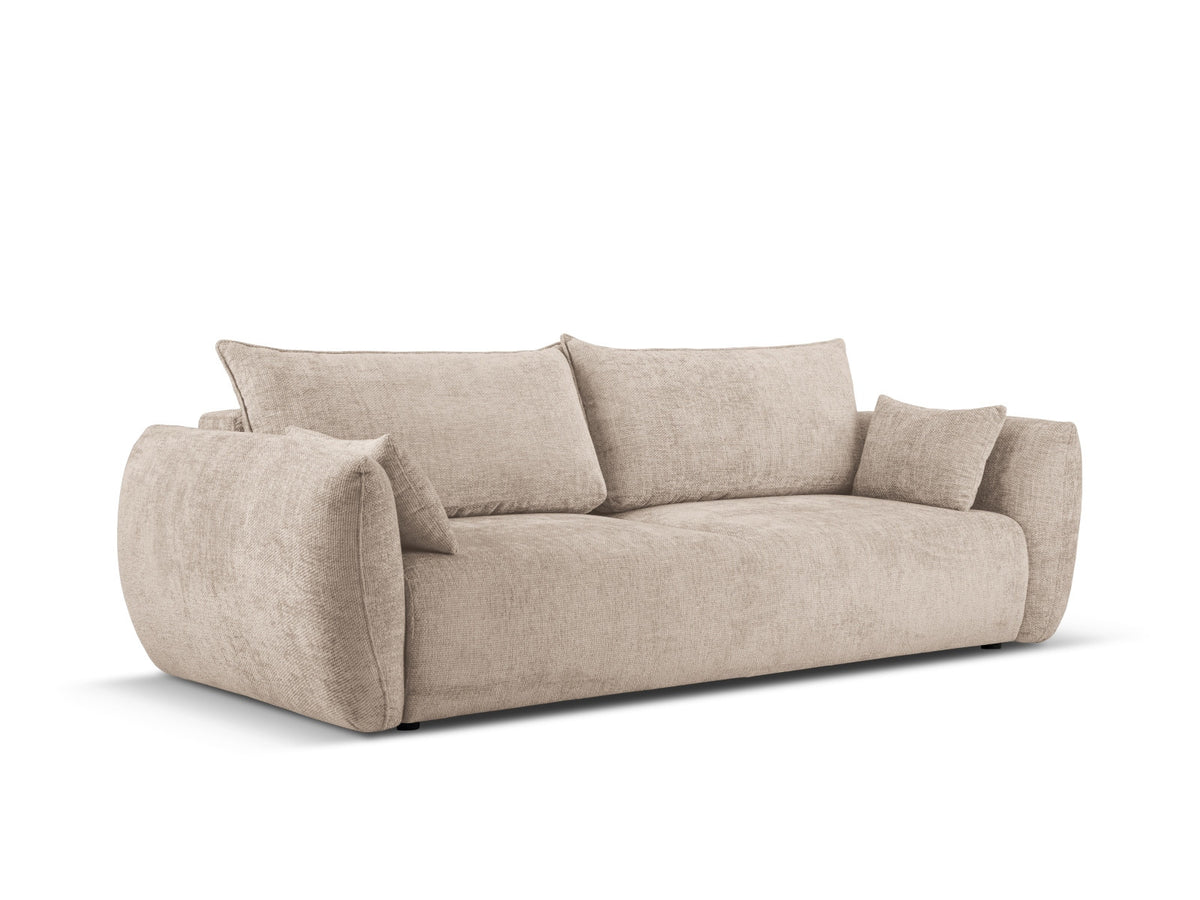 Bettsofa Matera von Cosmopolitan Design, 3-Sitzer mit Stoffbezug und schwarzen Kunststoffbeinen
