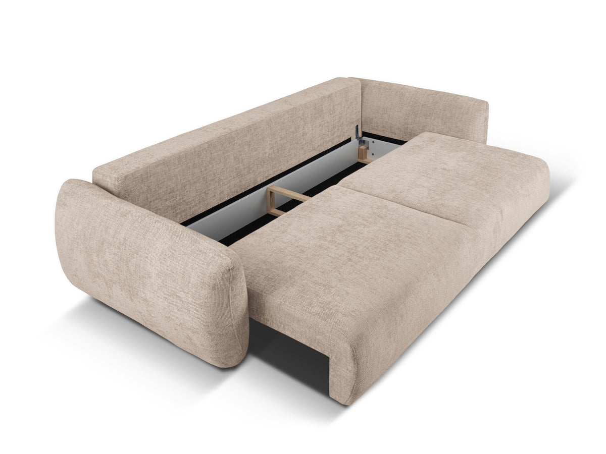 Bettsofa Matera von Cosmopolitan Design, 3-Sitzer mit Stoffbezug und schwarzen Kunststoffbeinen