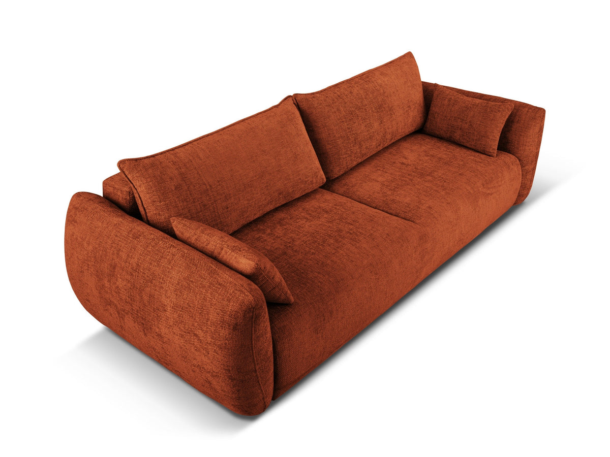 Bettsofa Matera von Cosmopolitan Design, 3-Sitzer mit Stoffbezug und schwarzen Kunststoffbeinen
