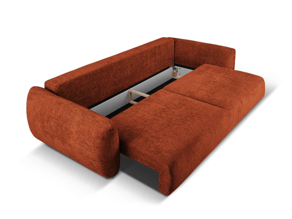 Bettsofa Matera von Cosmopolitan Design, 3-Sitzer mit Stoffbezug und schwarzen Kunststoffbeinen