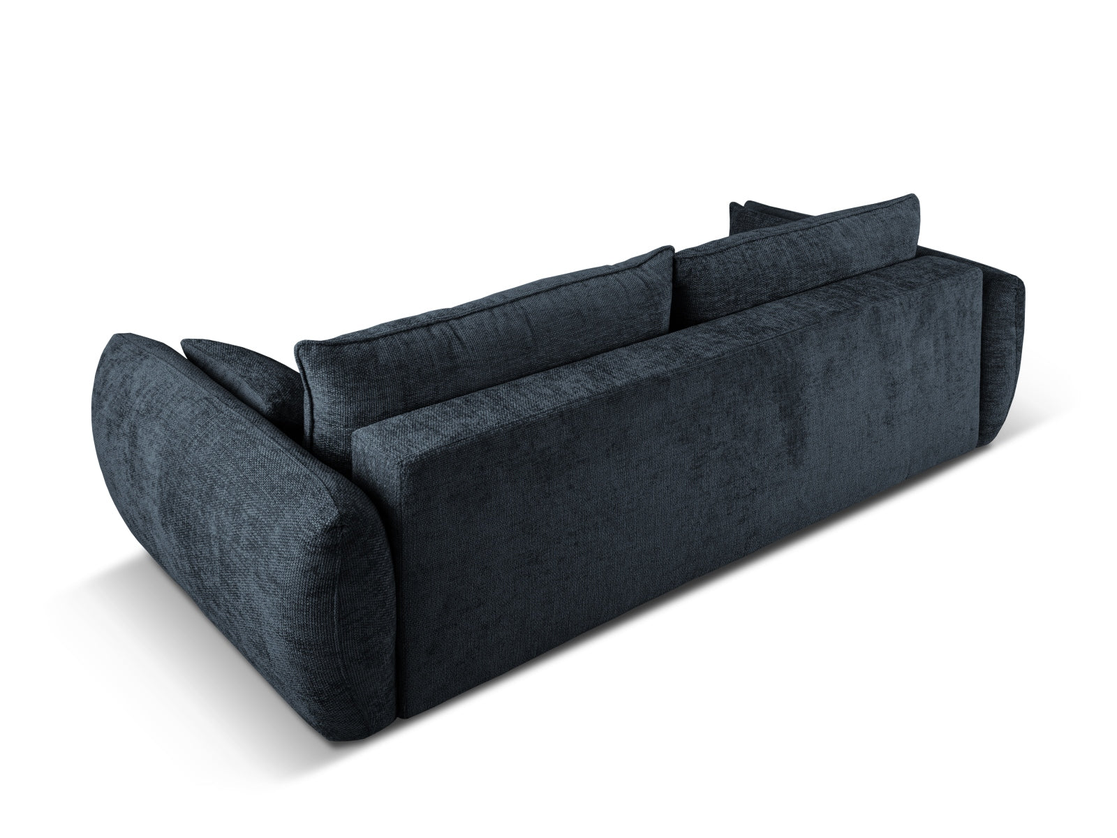 Elegantes 3-Sitzer Sofa Matera in Royal Blue, ideal für kleine Räume, bietet eine praktische Schlaffunktion und zusätzlichen Stauraum.