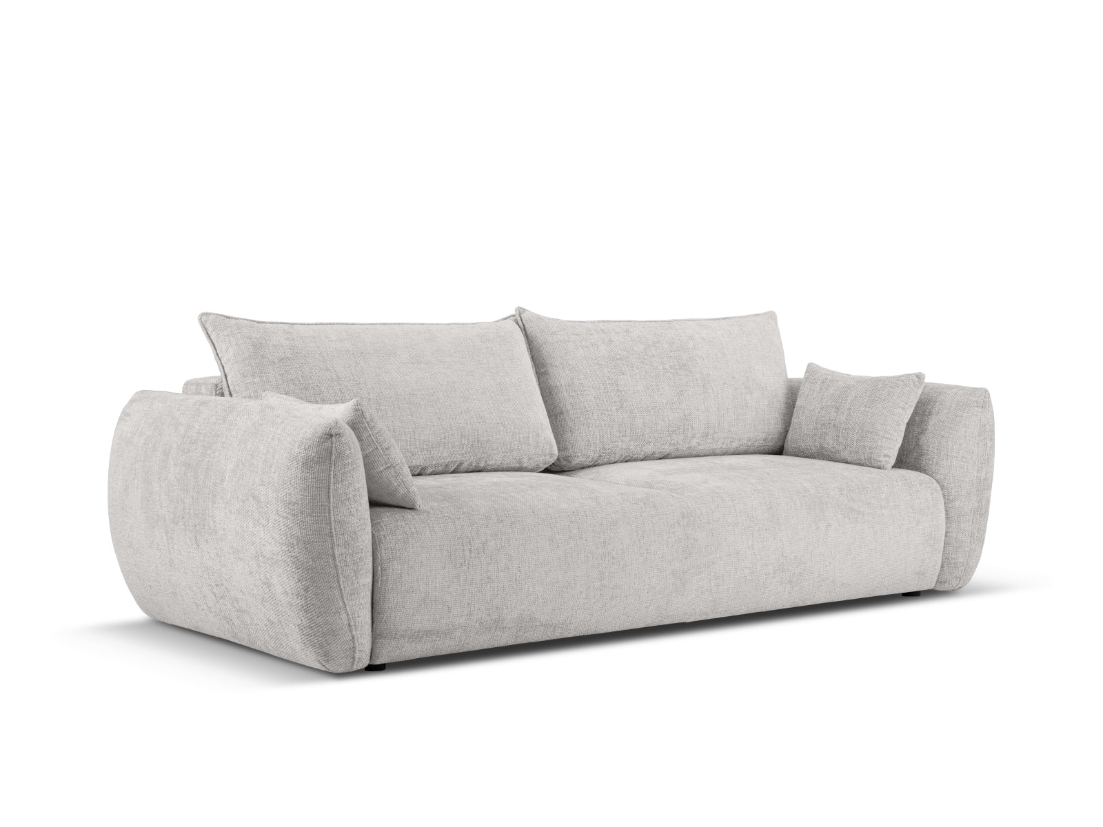 Elegantes 3-Sitzer Sofa Matera in Hellgrau, vielseitig mit Schlaffunktion und Stauraum, ideal für modernes Wohnen.