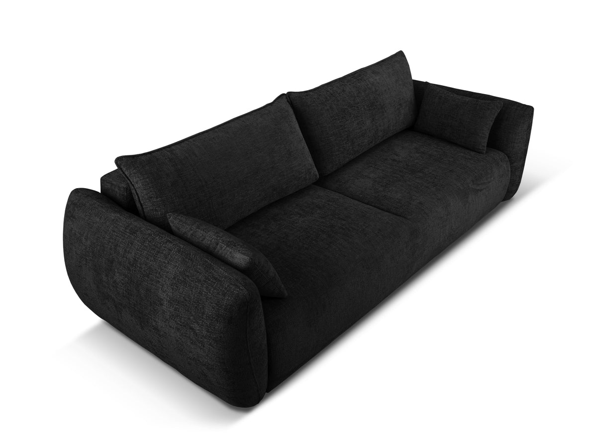 Bettsofa Matera von Cosmopolitan Design, 3-Sitzer mit Stoffbezug und schwarzen Kunststoffbeinen
