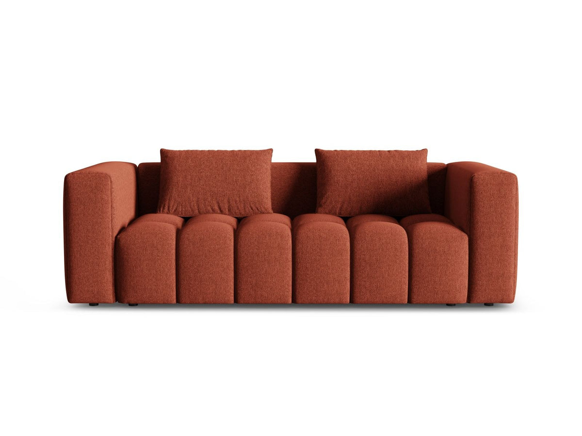 Beiges Bettsofa Verona von Cosmopolitan Design mit Sorella-Polsterstoff, Massivholzrahmen, Bettkasten und schwarzen Kunststoffbeinen.