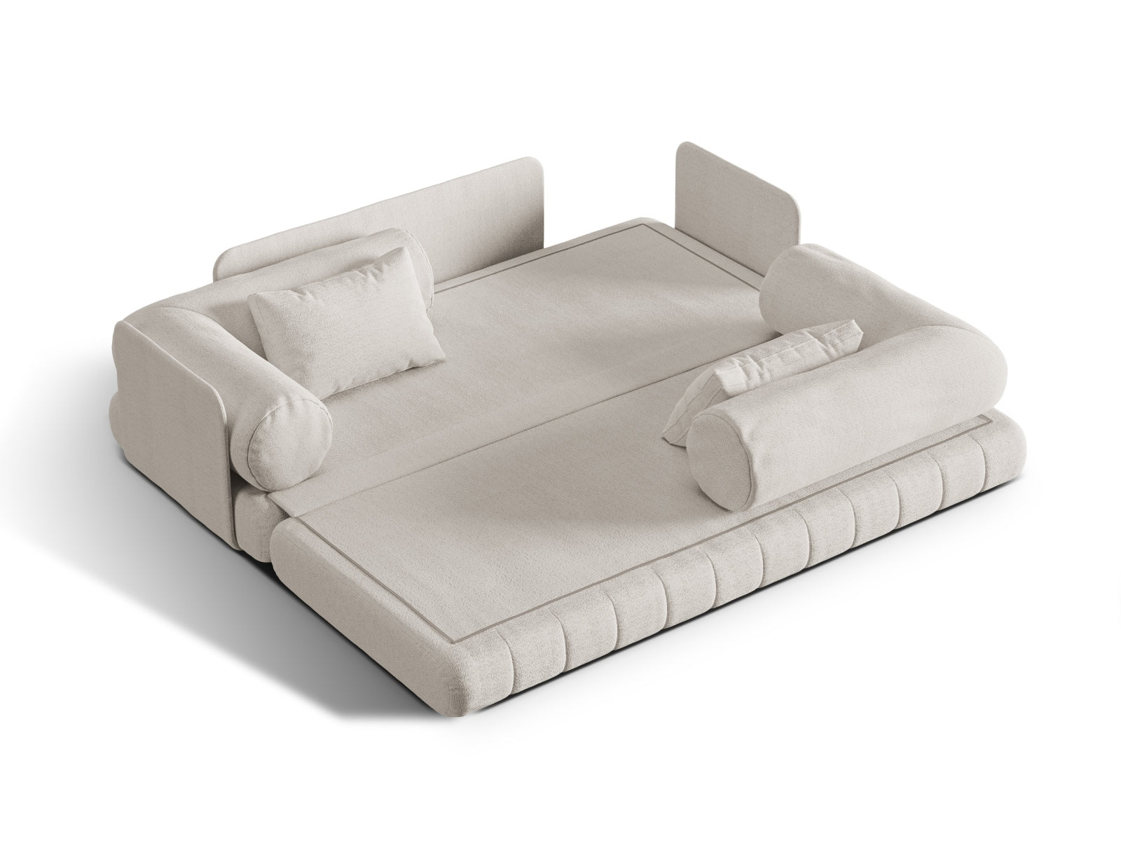 Elegantes Kemi Sofa in hellem Beige, ideal als Schlafsofa für Gäste und stilvolle Einrichtung für jedes Wohnzimmer.