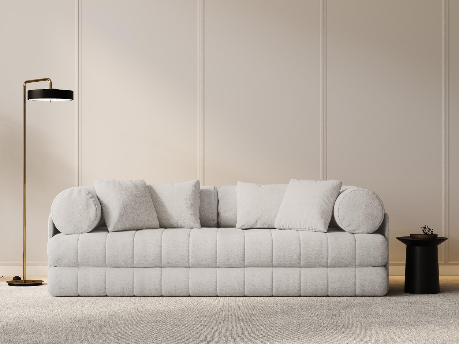 Kemi Sofa mit Schlaffunktion 3 Sitzer in Light Beige-CORAL präsentiert im Onlineshop von KAQTU Design AG. Bettsofa ist von Cosmopolitan Design