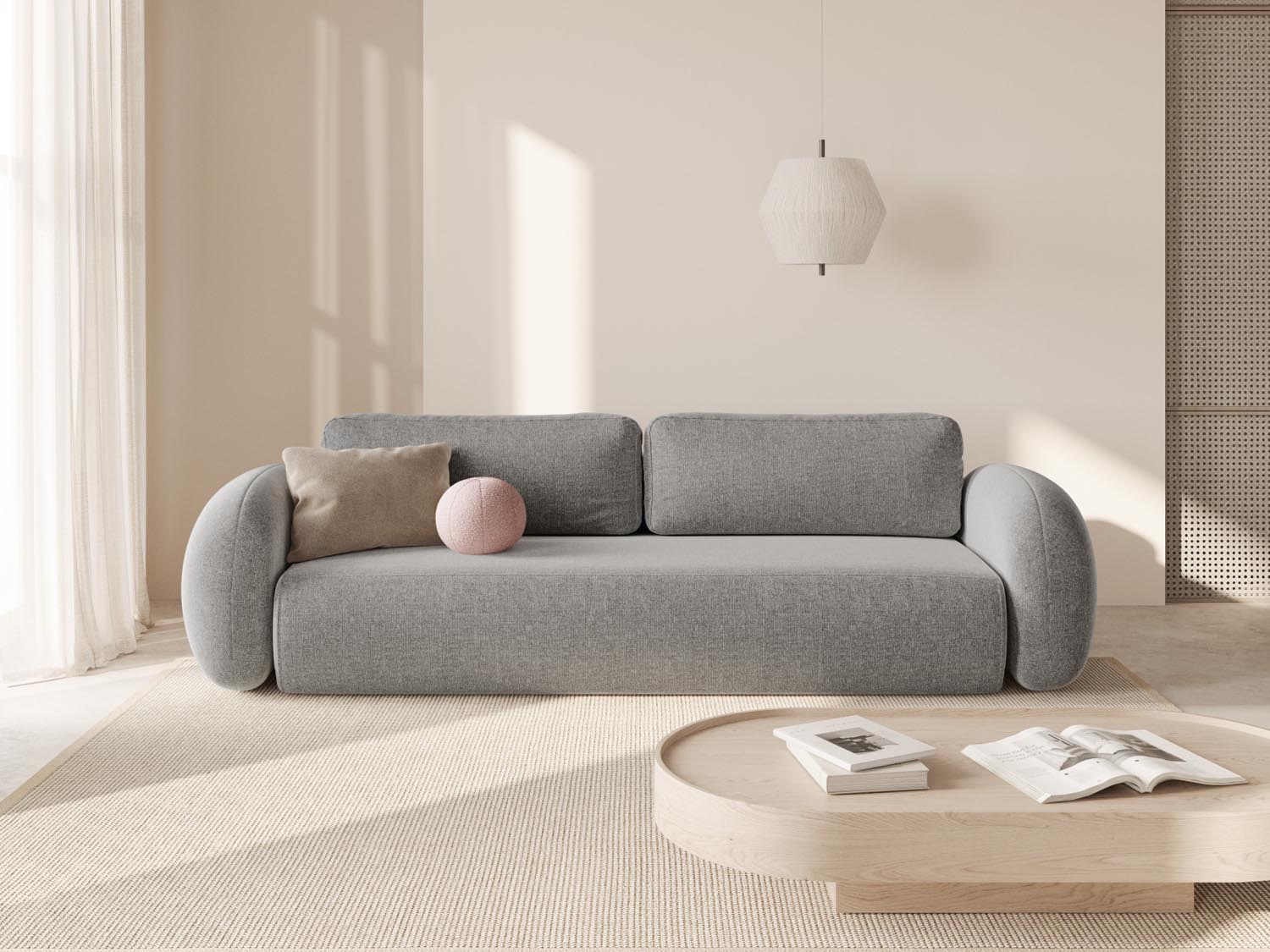 Tonale Sofa mit Schlaffunktion und Stauraum 3 Sitzer in Light Grey präsentiert im Onlineshop von KAQTU Design AG. Bettsofa ist von Cosmopolitan Design